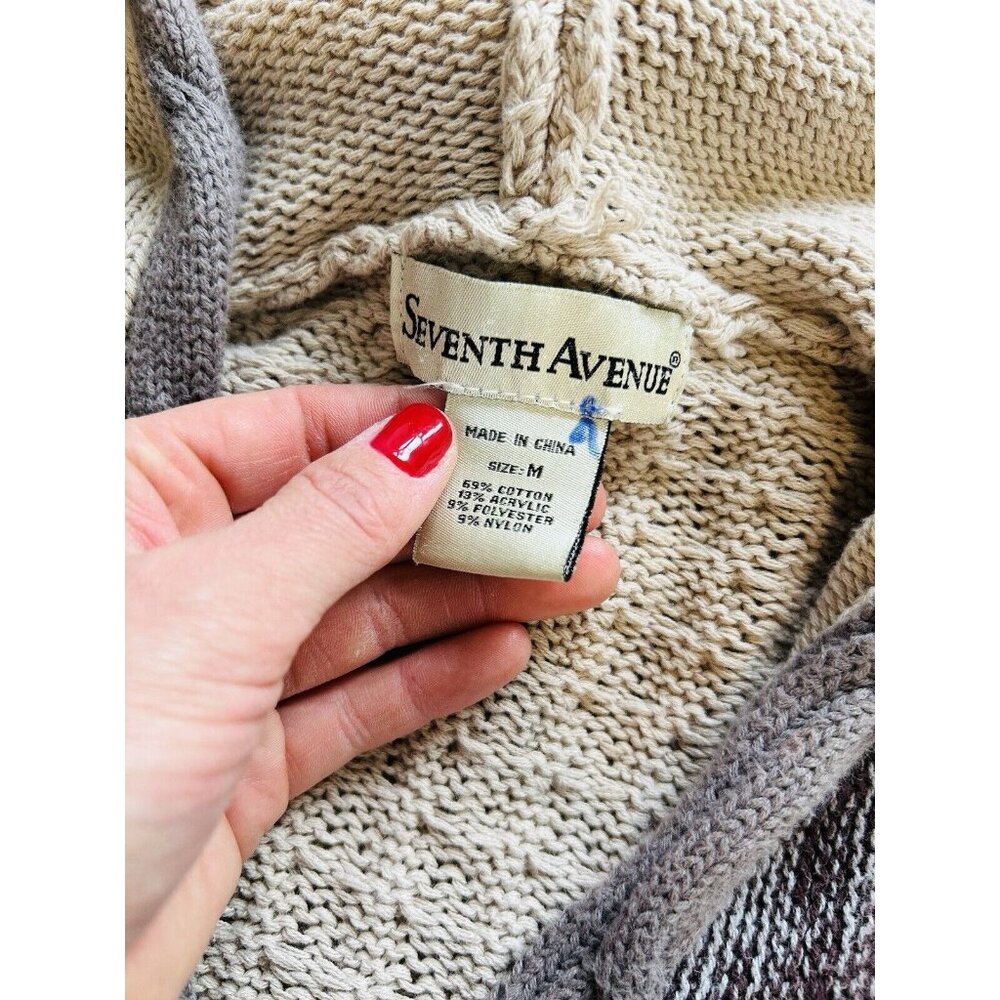 Vintage 90s Patchwork Toggle Hooded Cardigan Swea… - image 2